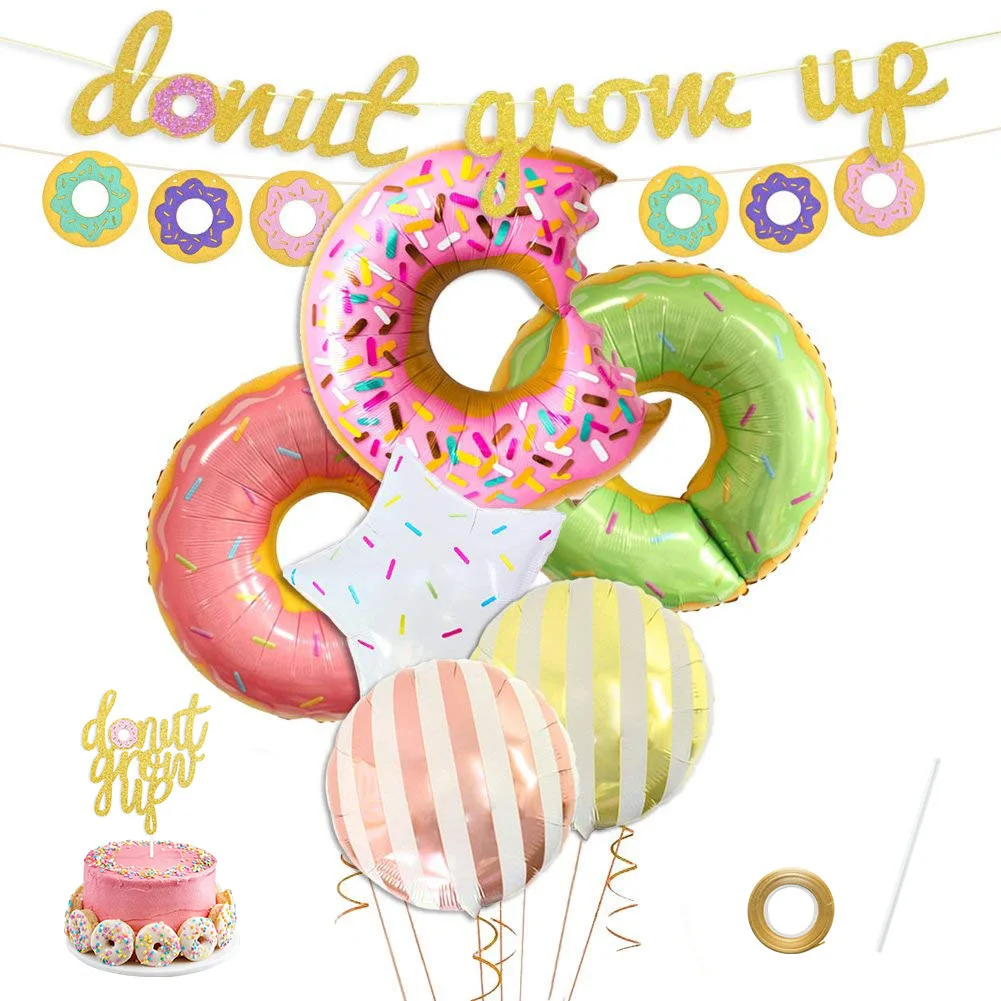 SURSURPIRSE Golden Donut Grow Up Banner Cake Topper Pink Green Donuts Candy Star Foil Balloons for Girls Baby Shower Supplies
SURSURPIRSE Golden Donut Grow Up Banner Cake Topper Pink Green Donuts Candy Star Foil Balloons for Girls Baby Shower Supplies
