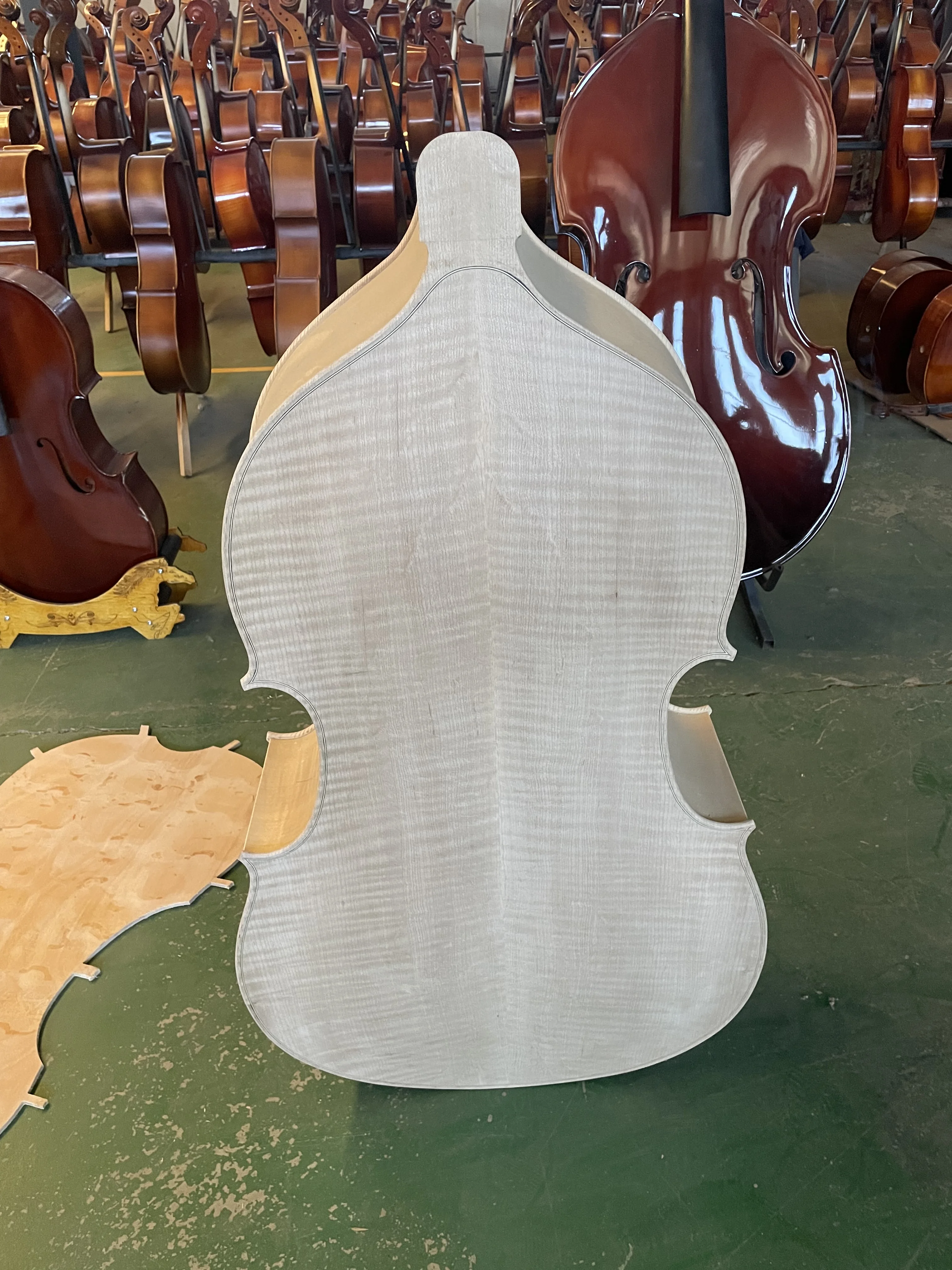 

100% Hand made white Upright Double Bass Body 3/4 Contrabass Barrel Solid Spruce Top Maple Back Veneer Side Biger Than Cello