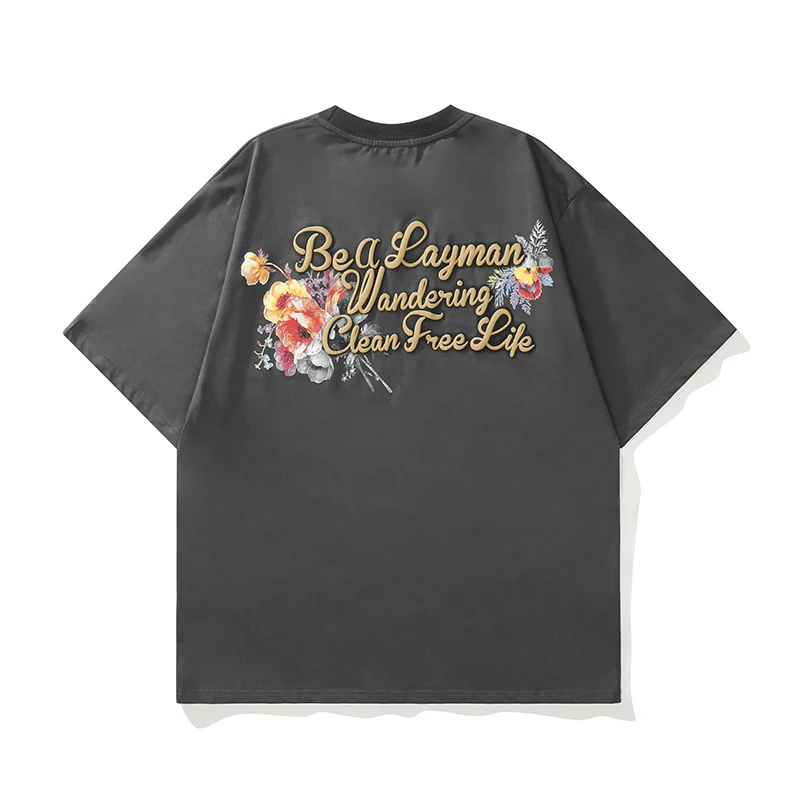 Male and Female Streetwear Round Neck Cotton Top Tees Harajuku 5 Colors Letter Rose Embroidery Short Sleeve Summer Tshirts
Male and Female Streetwear Round Neck Cotton Top Tees Harajuku 5 Colors Letter Rose Embroidery Short Sleeve Summer Tshirts