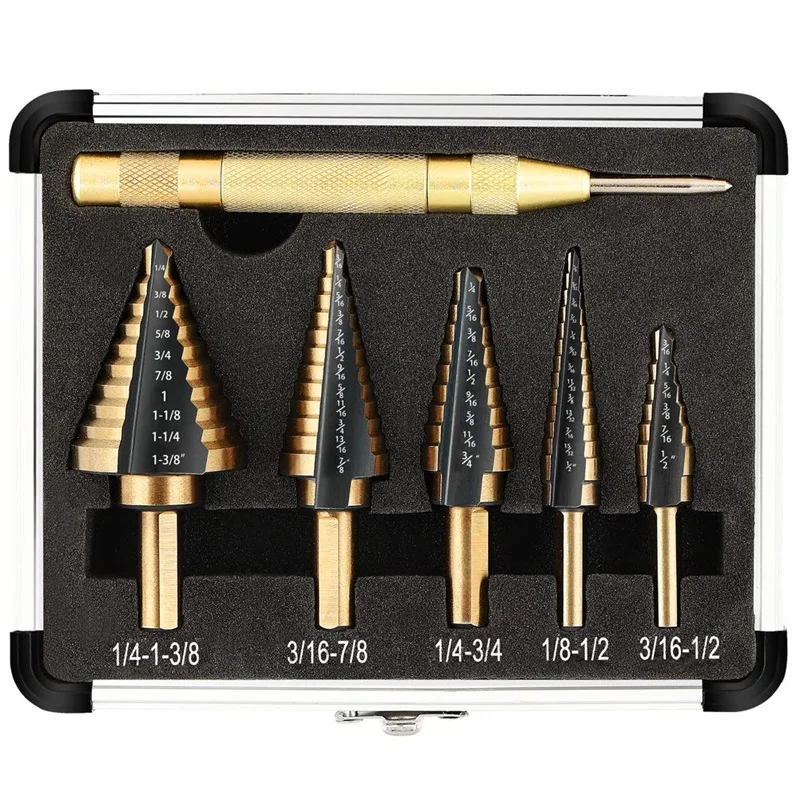 Ступенчатые сверла из кобальта HSS 4241, 6 штук
Ступенчатые сверла из кобальта HSS 4241, 6 штук