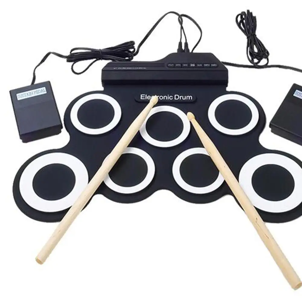 New Portable Electronic Drum Digital USB 7 Pads Roll up Drum Set Silicone Electric Drum Pad Kit with DrumSticks Foot Pedal
New Portable Electronic Drum Digital USB 7 Pads Roll up Drum Set Silicone Electric Drum Pad Kit with DrumSticks Foot Pedal