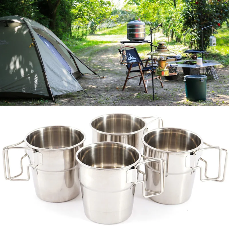 Outdoor Mountaineering Camping Stainless Steel Cup Foldable Handle 4-piece Set Cup Picnic Barbecue Beer Coffee Cup
Outdoor Mountaineering Camping Stainless Steel Cup Foldable Handle 4-piece Set Cup Picnic Barbecue Beer Coffee Cup