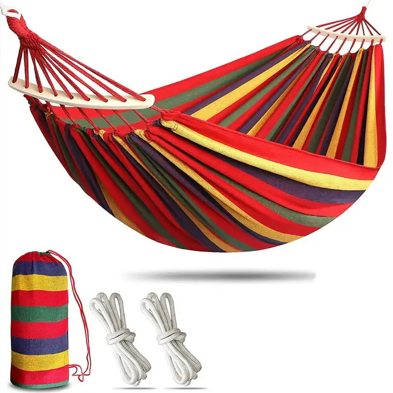 Hammock 2 people, With Two Anti Roll Balance Beam, Canvas Cotton Hammock with Carrying bag Travel, Beach, Backyard etc (Rainbow
Hammock 2 people, With Two Anti Roll Balance Beam, Canvas Cotton Hammock with Carrying bag Travel, Beach, Backyard etc (Rainbow