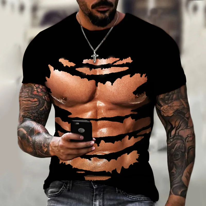 Men'S Personality Trend Chest Muscles Abs 3d Printed Graphic Short Sleeve T-Shirt Casual Street Creative O Collar Pullover Top
Men'S Personality Trend Chest Muscles Abs 3d Printed Graphic Short Sleeve T-Shirt Casual Street Creative O Collar Pullover Top