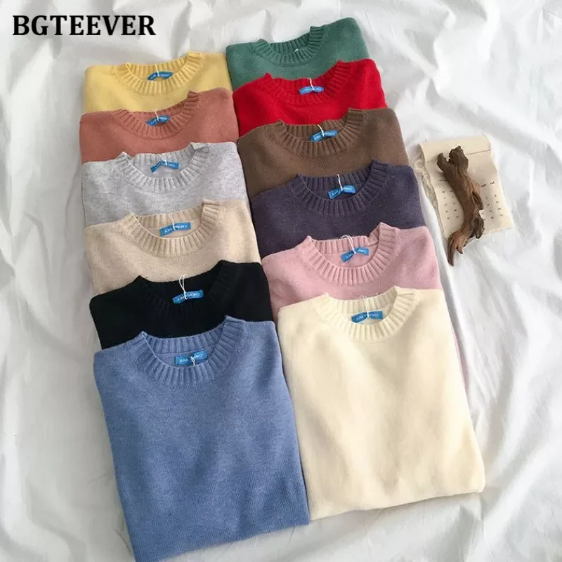 BGTEEVER New Autumn Winter Basic Knitted Sweater for Women Casual O-neck Loose Solid Female Pullovers Jumpers 2021 Knitting Tops
BGTEEVER New Autumn Winter Basic Knitted Sweater for Women Casual O-neck Loose Solid Female Pullovers Jumpers 2021 Knitting Tops