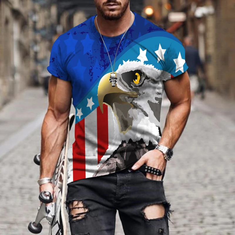 HD Print Pattern American Flag T-Shirt Men's Short Sleeve Trend Casual Sports Shirt Round Neck Loose Street Top
HD Print Pattern American Flag T-Shirt Men's Short Sleeve Trend Casual Sports Shirt Round Neck Loose Street Top