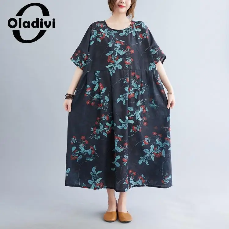 Oladivi Fashion Women Short Sleeve Midi Dress 2023 Summer New Casual Loose Dresses Vintage Ladies Oversize Clothing 5XL 6XL 1769
Oladivi Fashion Women Short Sleeve Midi Dress 2023 Summer New Casual Loose Dresses Vintage Ladies Oversize Clothing 5XL 6XL 1769