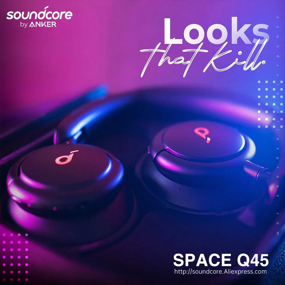 

Original New Anker Soundcore Space Q45 ANC Headphone Bluetooth 5.3 Wireless Earphone Hi-Res Sound LDAC Earbuds Educe 98% Noise