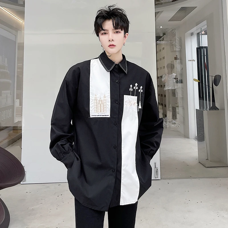Men Casual 2023 New Spring Autumn Patchwork Lapel Long Sleeve Streetwear Handsome Tops Korean Loose Fashion Shirts Camisas B16
Men Casual 2023 New Spring Autumn Patchwork Lapel Long Sleeve Streetwear Handsome Tops Korean Loose Fashion Shirts Camisas B16