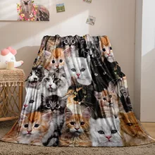 Cartoon Kids Blanket Cute Cats Throw Blanket Warm Lightweight Cute Bed Blanket Soft Warm Blanket for Bed Sofa