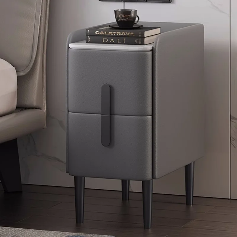 

Italian Small Space Nightstands Narrow Gray Pretty Simple Bedside Table Storage Box Makeup Low Table De Chevet Bedroom Furniture