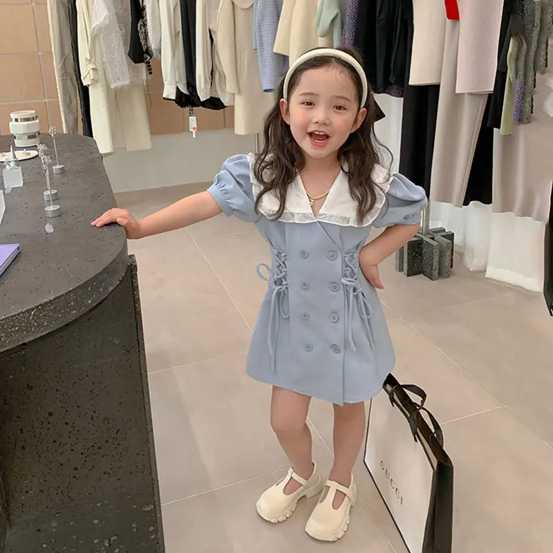 Above Knee Length V-neck Dress Collar Short Sleeve Vestido A-line Pullover Solid Fashion Casual Designable Summer Children Girls
Above Knee Length V-neck Dress Collar Short Sleeve Vestido A-line Pullover Solid Fashion Casual Designable Summer Children Girls