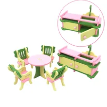 1:12 Miniature Dollhouse Creative Wooden Furniture Bathroom Bedroom Restaurant for Kids Action Figure Doll House Decoration Doll
