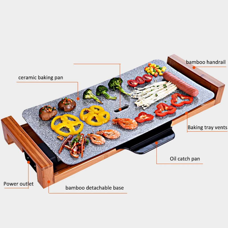 

2100W Baking Plate Barbecue Plate Electric Grill Ceramic Electric Oven Household Barbecue Pot