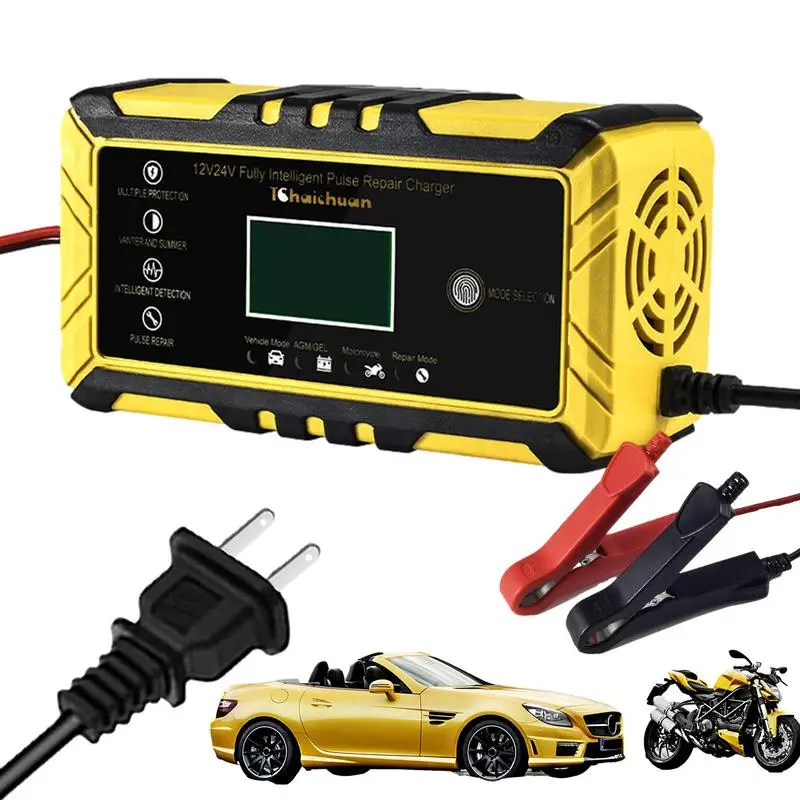 12/24V Car Battery Charger Intelligent Pulse Repair LCD Display Motorbike Battery Charging Repair Starter car Battery Maintainer
12/24V Car Battery Charger Intelligent Pulse Repair LCD Display Motorbike Battery Charging Repair Starter car Battery Maintainer