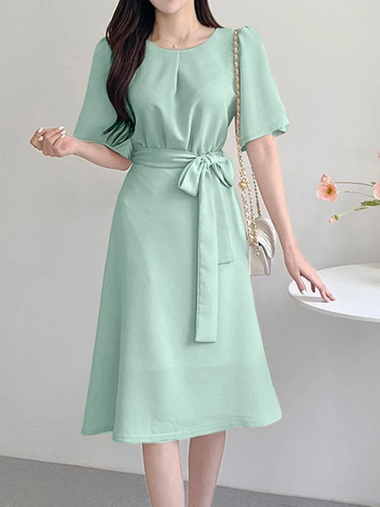ZANZEA Women Pleated Sundress Elegant Solid Summer Mid-Claf Dress Casual Short Sleeve Vestidos Belted Female O Neck Robe Femme
ZANZEA Women Pleated Sundress Elegant Solid Summer Mid-Claf Dress Casual Short Sleeve Vestidos Belted Female O Neck Robe Femme