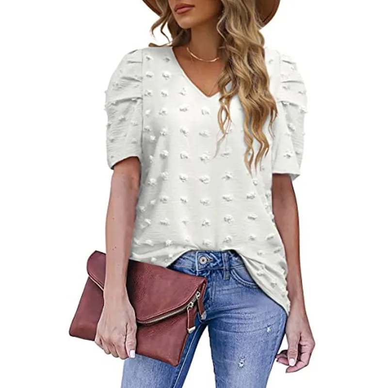 Summer 2022 new womens fashion jacquard foam sleeve v-neck short-sleeved chiffon blouse white
Summer 2022 new womens fashion jacquard foam sleeve v-neck short-sleeved chiffon blouse white