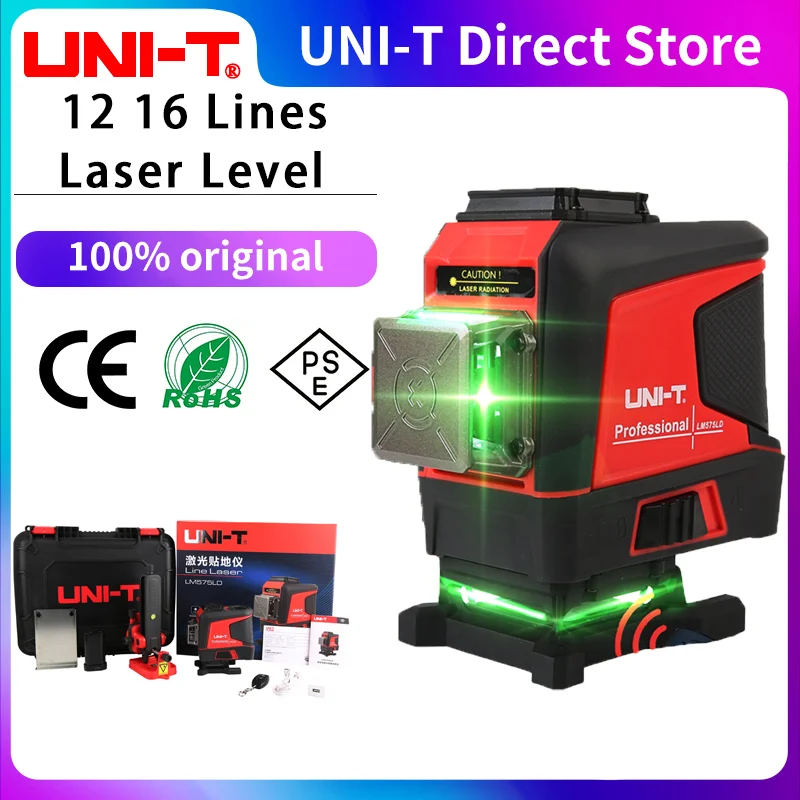 UNI-T 3D Green 12/16 Lines Laser Level 360 Horizontal Vertical Self-Leveling Cross Indoor Outdoor Remote Control Tester LM576LD
UNI-T 3D Green 12/16 Lines Laser Level 360 Horizontal Vertical Self-Leveling Cross Indoor Outdoor Remote Control Tester LM576LD