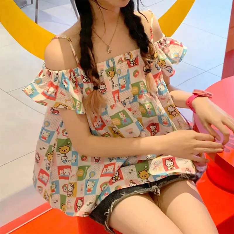 Sanrio Cute Cartoon Hellokitty Small Flying Sleeve Short-Sleeved Strapless Top Summer New Kawaii Anime Sexy Suspenders Gift New
Sanrio Cute Cartoon Hellokitty Small Flying Sleeve Short-Sleeved Strapless Top Summer New Kawaii Anime Sexy Suspenders Gift New