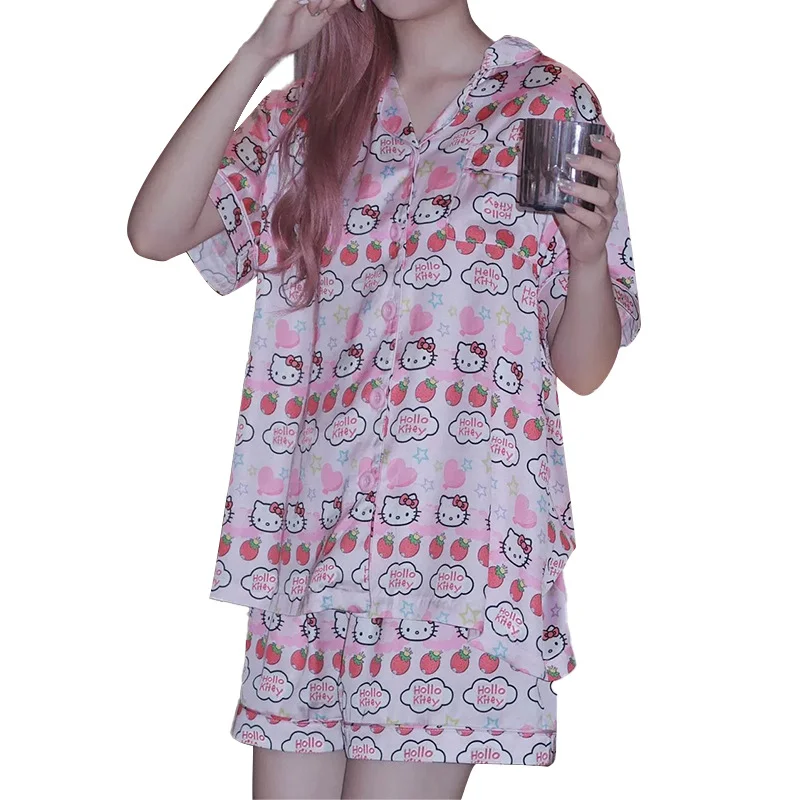 Sanrios new models Kawaii Anime HelloKittys cartoon cute short-sleeved pajamas female casual print comfortable home wear set
Sanrios new models Kawaii Anime HelloKittys cartoon cute short-sleeved pajamas female casual print comfortable home wear set