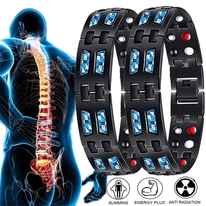 

Double Row Magnetic Health Carbon Steel Bracelet For Men Carbon Fiber Germanium Magnetic Bangles Health Care Jewelry