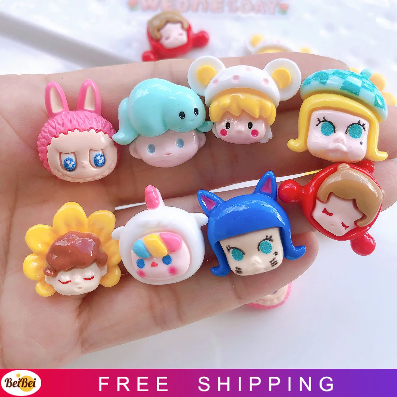 100Pcs Kawaii Cartoon Doll Flat Back Resin DIY Crafts Scrapbooking Cabochons Hand Made Headwear Embellishments Accessories
100Pcs Kawaii Cartoon Doll Flat Back Resin DIY Crafts Scrapbooking Cabochons Hand Made Headwear Embellishments Accessories