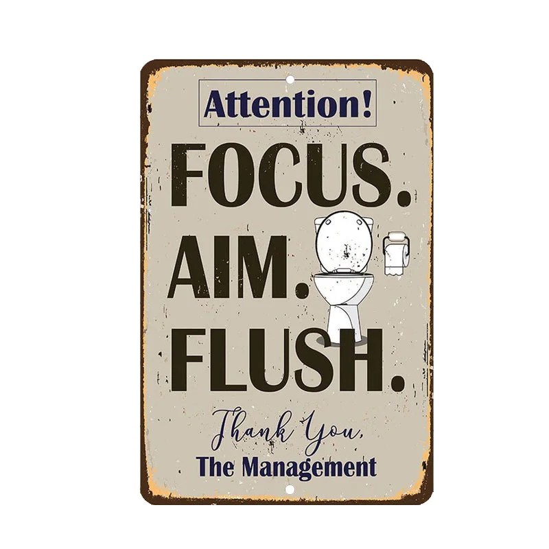 Retro Poster Attention Focus Aim Flush Tin Sign Metal Wall Sign Farm Home Bathroom Hotel Wall Decoration Metal Plate 12*8 Inch
Retro Poster Attention Focus Aim Flush Tin Sign Metal Wall Sign Farm Home Bathroom Hotel Wall Decoration Metal Plate 12*8 Inch