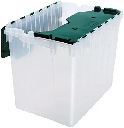 18 Gallon Plastic Stackable Storage KeepBox Tote Container with Hinged Attached Lid, 21-Inch L x 15-Inch W x 17-Inch H, Clear/Gr
18 Gallon Plastic Stackable Storage KeepBox Tote Container with Hinged Attached Lid, 21-Inch L x 15-Inch W x 17-Inch H, Clear/Gr