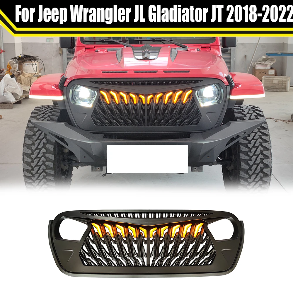 Car Front Grille Off Road 4x4 Racing Hawlk Wings Grills With Light For Jeep Wrangler JL Gladiator JT 2018 2019 2020 2021 2022
Car Front Grille Off Road 4x4 Racing Hawlk Wings Grills With Light For Jeep Wrangler JL Gladiator JT 2018 2019 2020 2021 2022