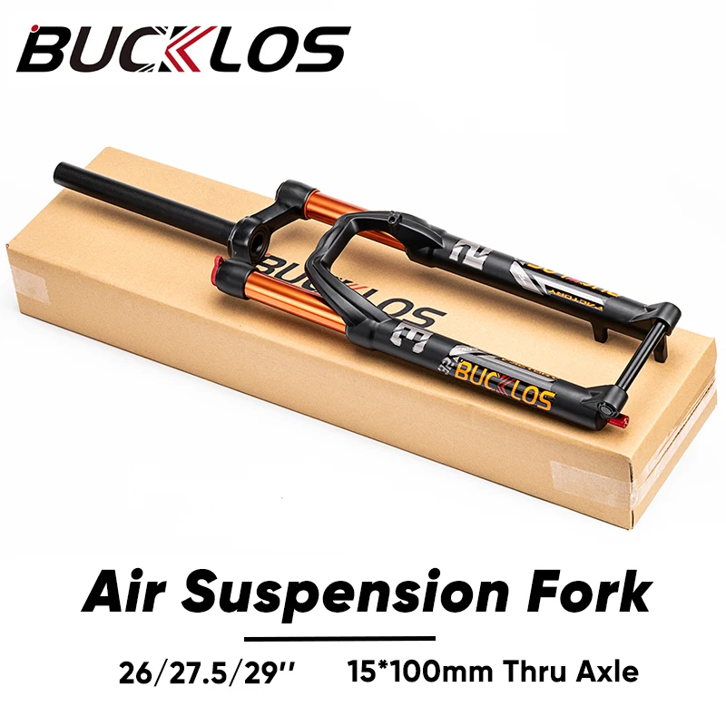 BUCKLOS Bicycle Air Fork 15*100mm Thru Axle Mountain Bike Fork 26 27.5 29 Air Suspension Fork 1-1/8'' Straight/Tapered Tube Fork
BUCKLOS Bicycle Air Fork 15*100mm Thru Axle Mountain Bike Fork 26 27.5 29 Air Suspension Fork 1-1/8'' Straight/Tapered Tube Fork