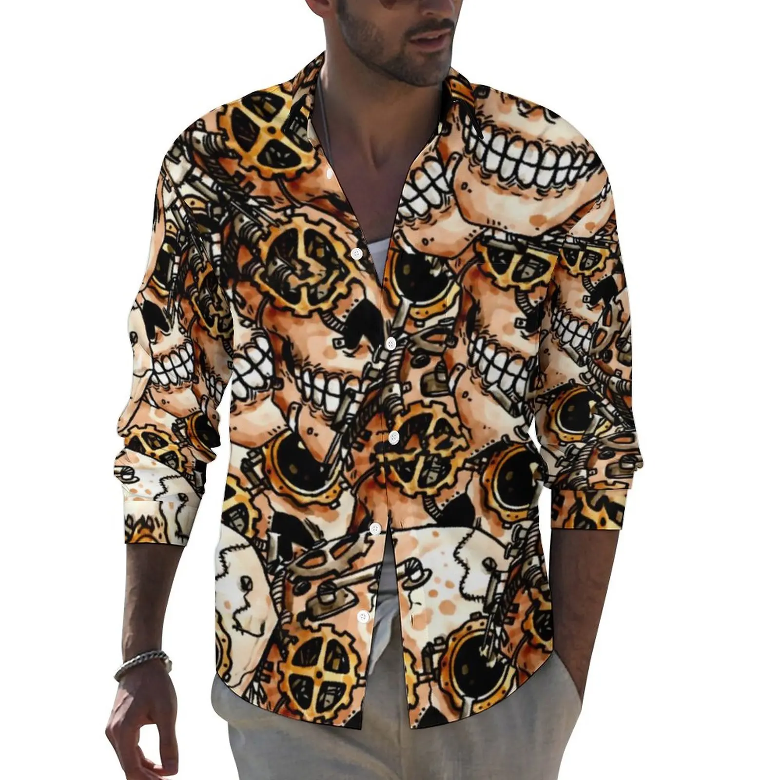Funky Steampunk Funny Casual Shirt Man Abstract Skull Print Shirt Spring Cool Blouses Long Sleeve Design Oversize Clothing
Funky Steampunk Funny Casual Shirt Man Abstract Skull Print Shirt Spring Cool Blouses Long Sleeve Design Oversize Clothing