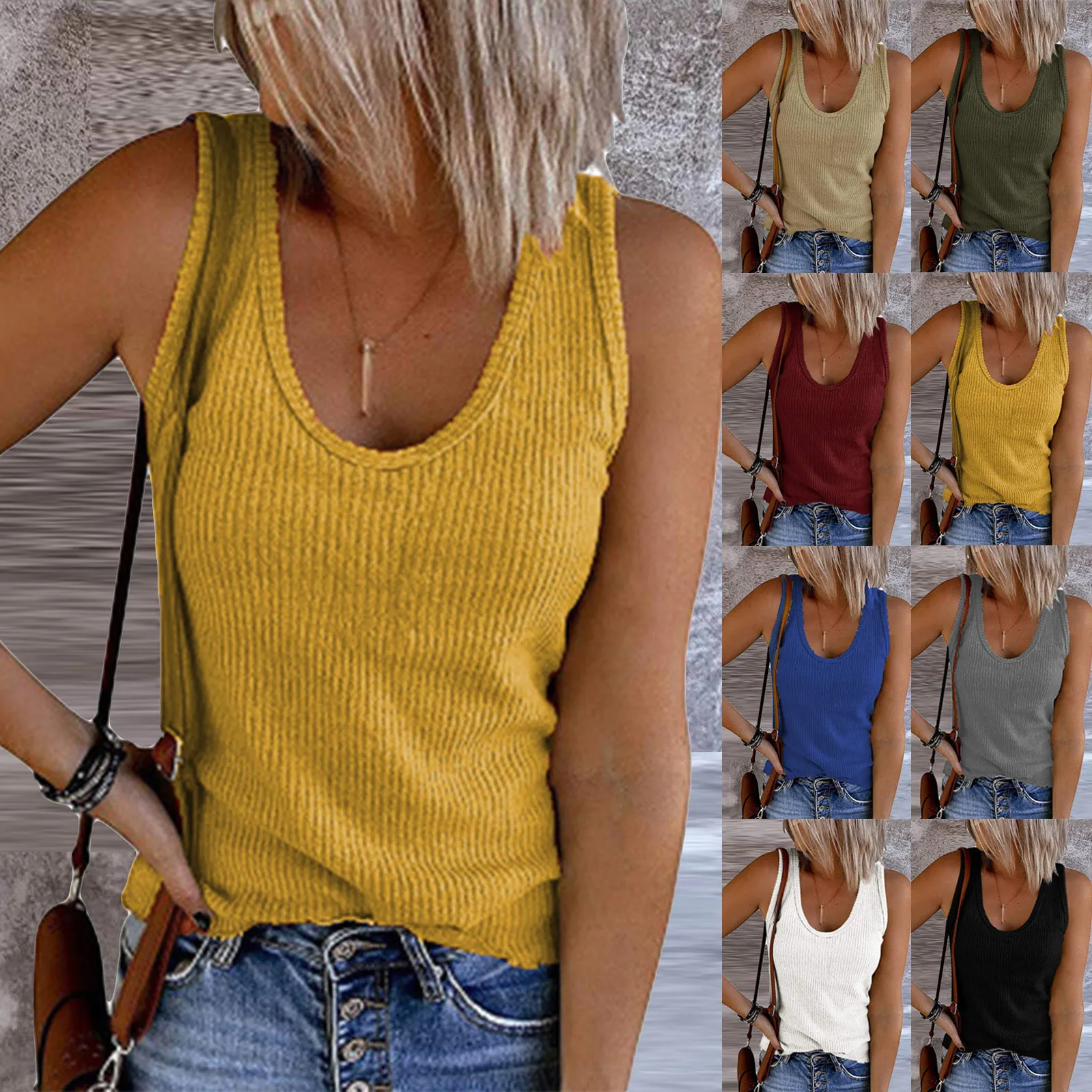 Summer Solid Knittes Tops Women Sexy Loose U-Neck Tank Tops korean Streetwear Seeveless Top Feminino Pullover Vest
Summer Solid Knittes Tops Women Sexy Loose U-Neck Tank Tops korean Streetwear Seeveless Top Feminino Pullover Vest