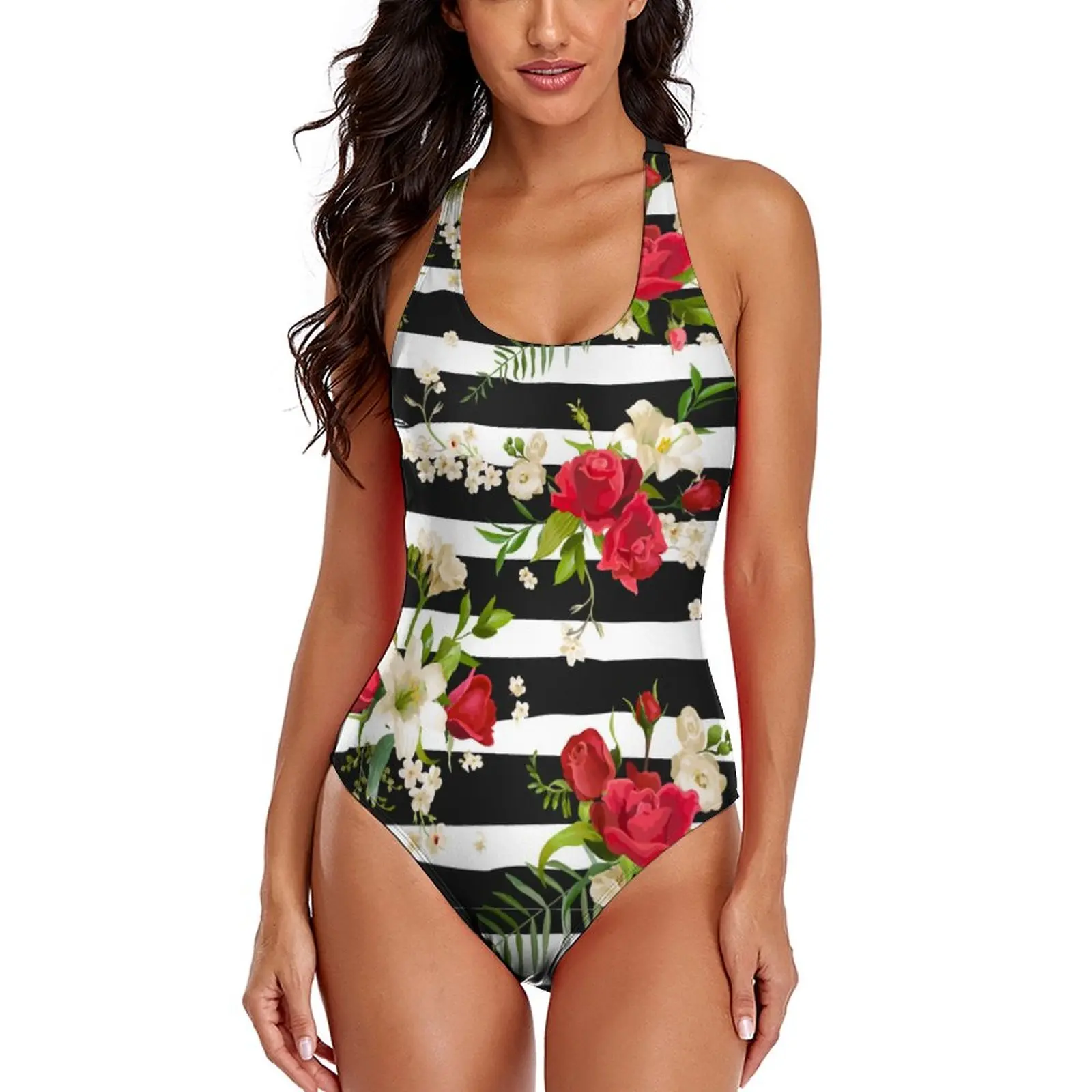Модный цветочный купальник в черно-белую полоску, купальник пуш-ап, цельные купальные костюмы, сексуальное боди, пляжные наряды, женский
Модный цветочный купальник в черно-белую полоску, купальник пуш-ап, цельные купальные костюмы, сексуальное боди, пляжные наряды, женский