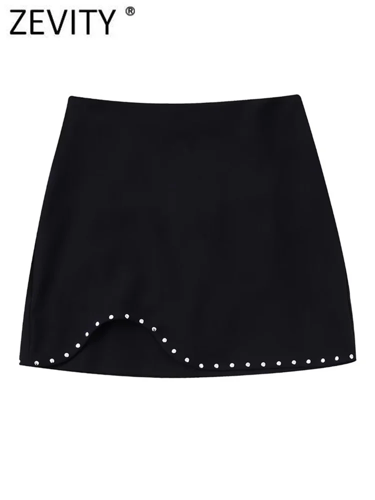 Zevity Women Fashion Hem Rivet Decoration Black A Line Mini Skirt Faldas Mujer Female Chic Back Zipper Casual Vestidos QUN2721
Zevity Women Fashion Hem Rivet Decoration Black A Line Mini Skirt Faldas Mujer Female Chic Back Zipper Casual Vestidos QUN2721