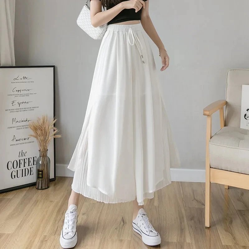 Chiffon wide-leg pants women's 2022 new spring and summer thin women's pants high waist loose drape nine-point culottes A958
Chiffon wide-leg pants women's 2022 new spring and summer thin women's pants high waist loose drape nine-point culottes A958