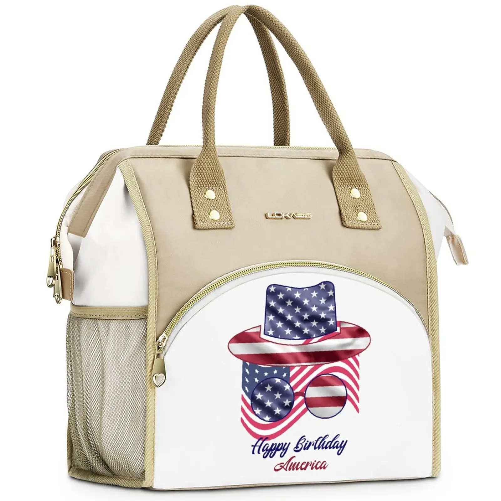 USA American Flag Lunch Bag with Handle Patriotic Modern Stars Stripes Zipper Cooler Bag Travel Beautiful Food Thermal Bag
USA American Flag Lunch Bag with Handle Patriotic Modern Stars Stripes Zipper Cooler Bag Travel Beautiful Food Thermal Bag