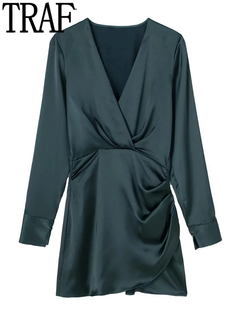 TRAF Ruched Satin Dress Woman Wrap Mini Dress Autumn Winter 2023 Long Sleeve Short Dresses For Women Causal Women's Dresses
TRAF Ruched Satin Dress Woman Wrap Mini Dress Autumn Winter 2023 Long Sleeve Short Dresses For Women Causal Women's Dresses