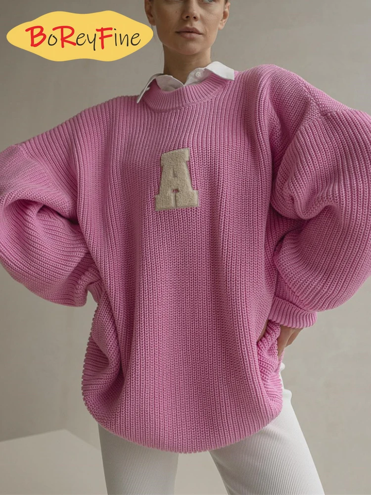 Oversized Sweater for Women Winter Autumn Warm Pullover Loose O-neck Long Sleeve Top New Fashion Pink Knitted Women's Sweater
Oversized Sweater for Women Winter Autumn Warm Pullover Loose O-neck Long Sleeve Top New Fashion Pink Knitted Women's Sweater