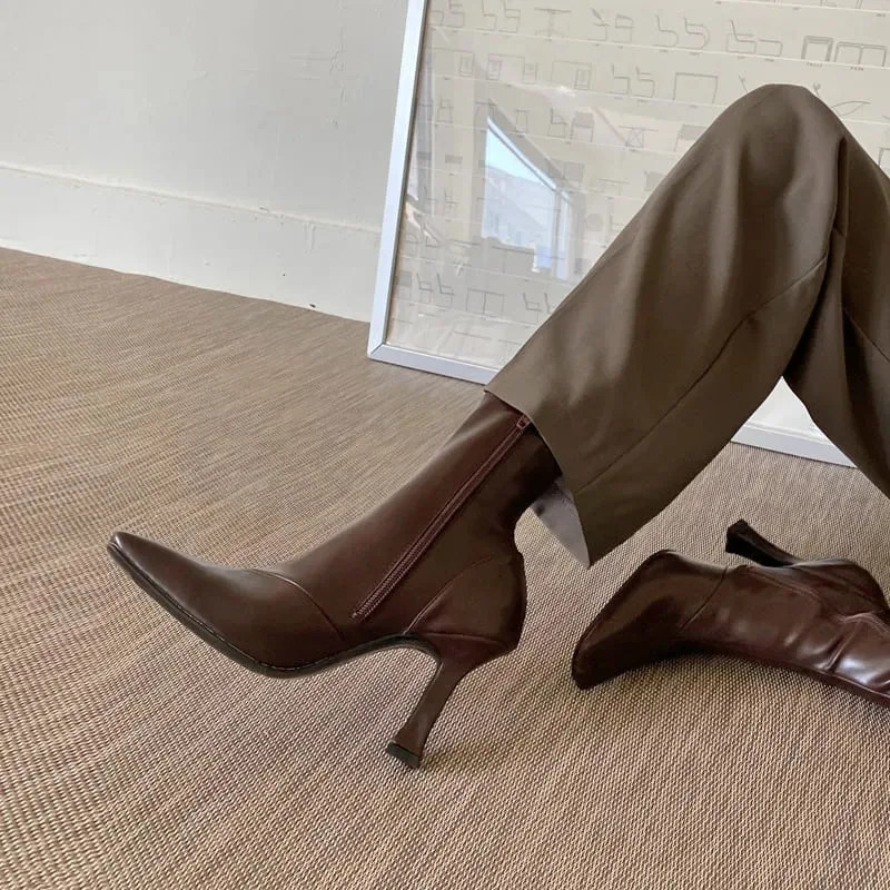 Women High Heel Short Leather Boots 2023 Autumn New Boots Female Pointed Thin Heel Boots Ladies Ankle Short Boots Botas De Mujer
Women High Heel Short Leather Boots 2023 Autumn New Boots Female Pointed Thin Heel Boots Ladies Ankle Short Boots Botas De Mujer