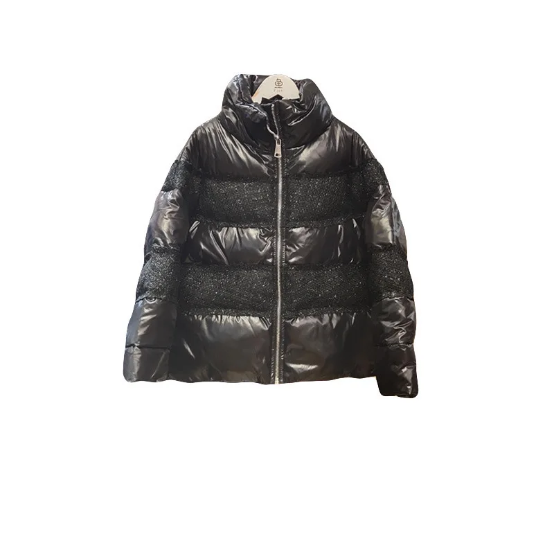 2023 winter new down jacket thick stitching sequins short warm white duck down loose and thin coat women
2023 winter new down jacket thick stitching sequins short warm white duck down loose and thin coat women