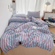 3PCS Bedding Set Nordic Colorful Striped Printing Duvet Cover And Sheet Adult Single Double Queen Comforter Sets 200x230cm