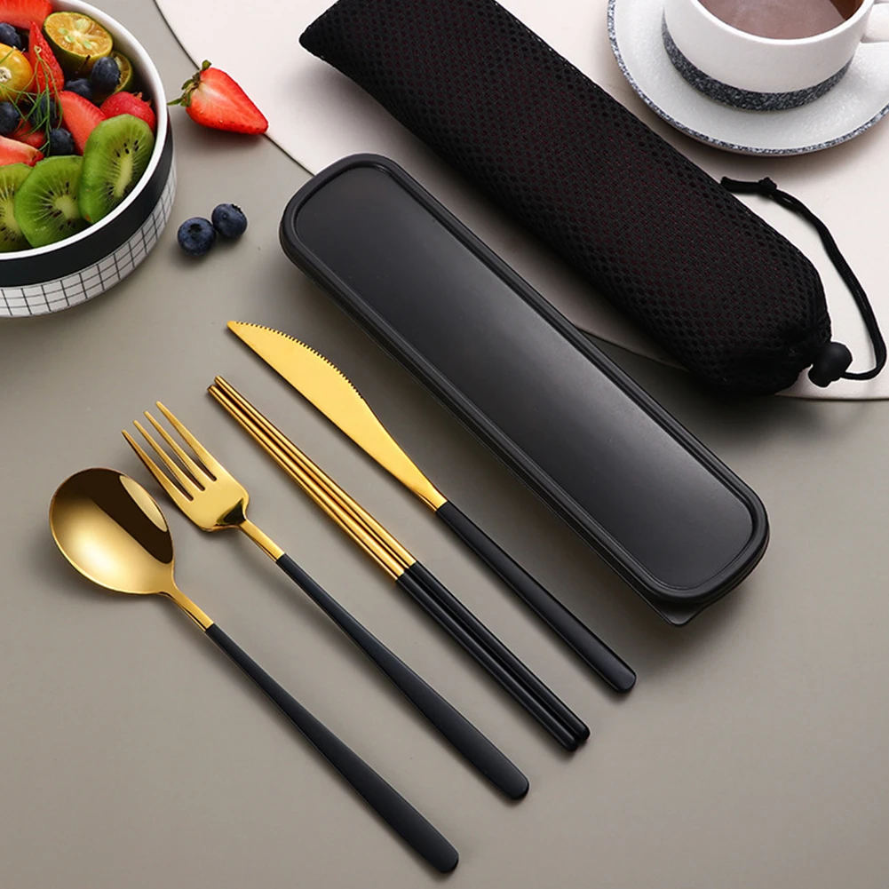 6pcs/Set Cutlery Set Stainless Steel Spoon Fork Chopsticks Travel Box Bag With 304 Stainless Steel Portable Kitchen Accessores
6pcs/Set Cutlery Set Stainless Steel Spoon Fork Chopsticks Travel Box Bag With 304 Stainless Steel Portable Kitchen Accessores