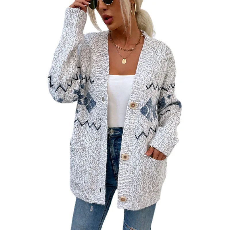 Korean Fashion Cardigan Woman Long Sleeve Top Women's Sweater Snowflake Knit Vintage Christmas Single Breasted Pocket Sweater
Korean Fashion Cardigan Woman Long Sleeve Top Women's Sweater Snowflake Knit Vintage Christmas Single Breasted Pocket Sweater