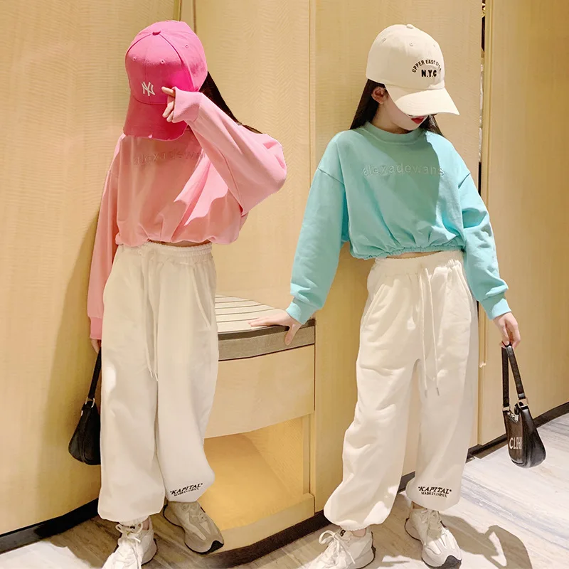 Children Spring New Clothing Girls Candy Color Sweatshirts Teenager Cropped Long Sleeves Pullover Tops Kids Casual Sport Garment
Children Spring New Clothing Girls Candy Color Sweatshirts Teenager Cropped Long Sleeves Pullover Tops Kids Casual Sport Garment