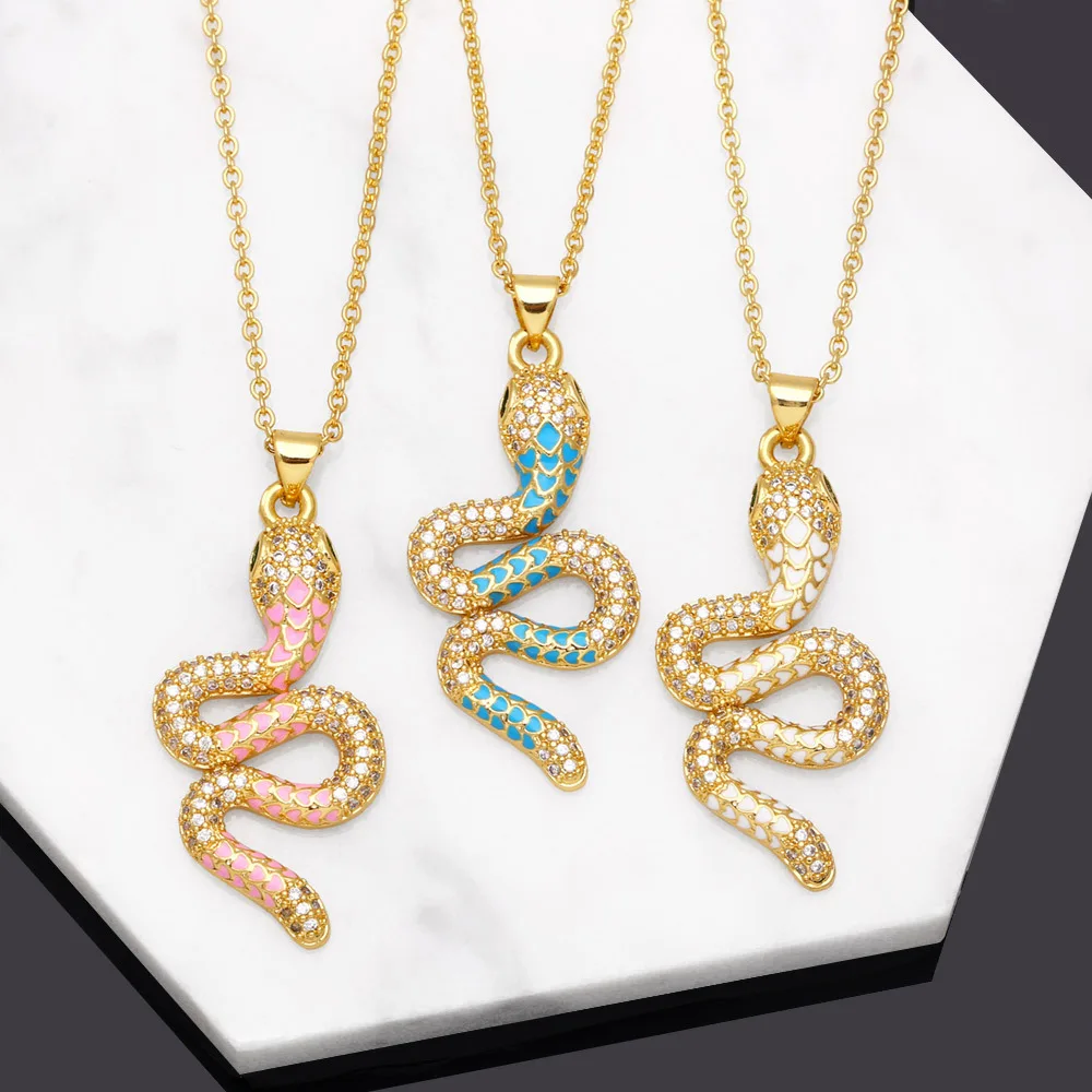 Vlen Animal Snake Pendant Necklace for Women Ins Fashion Jewelry Zircon Metal Link Chain Necklaces Enamel CZ Jewellery 
Vlen Animal Snake Pendant Necklace for Women Ins Fashion Jewelry Zircon Metal Link Chain Necklaces Enamel CZ Jewellery