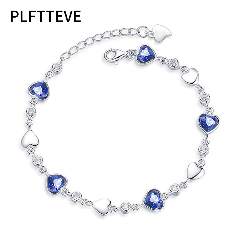 Blue Zircon Heart Bracelets For Women Silver Color Chain Link Bracelet Female Fashion Wrist Jewelry Birthday Gift
Blue Zircon Heart Bracelets For Women Silver Color Chain Link Bracelet Female Fashion Wrist Jewelry Birthday Gift