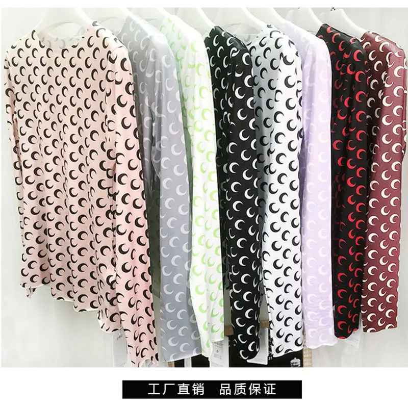 Women's Jacket Bottoming Shirt Women's Spring and Autumn Moon Multi-color Ice Silk T-shirt Women's Long Sleeve Tight Elastic Top
Women's Jacket Bottoming Shirt Women's Spring and Autumn Moon Multi-color Ice Silk T-shirt Women's Long Sleeve Tight Elastic Top