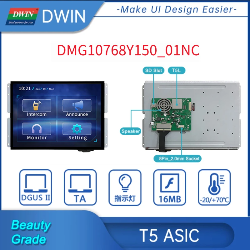 DWIN 15.0-inch 1024*768 Pixels Resolution 16.7M Colors TN-TFT-LCD Module Normal Viewing Angle CTP Smart LCD Display Touch Screen
DWIN 15.0-inch 1024*768 Pixels Resolution 16.7M Colors TN-TFT-LCD Module Normal Viewing Angle CTP Smart LCD Display Touch Screen