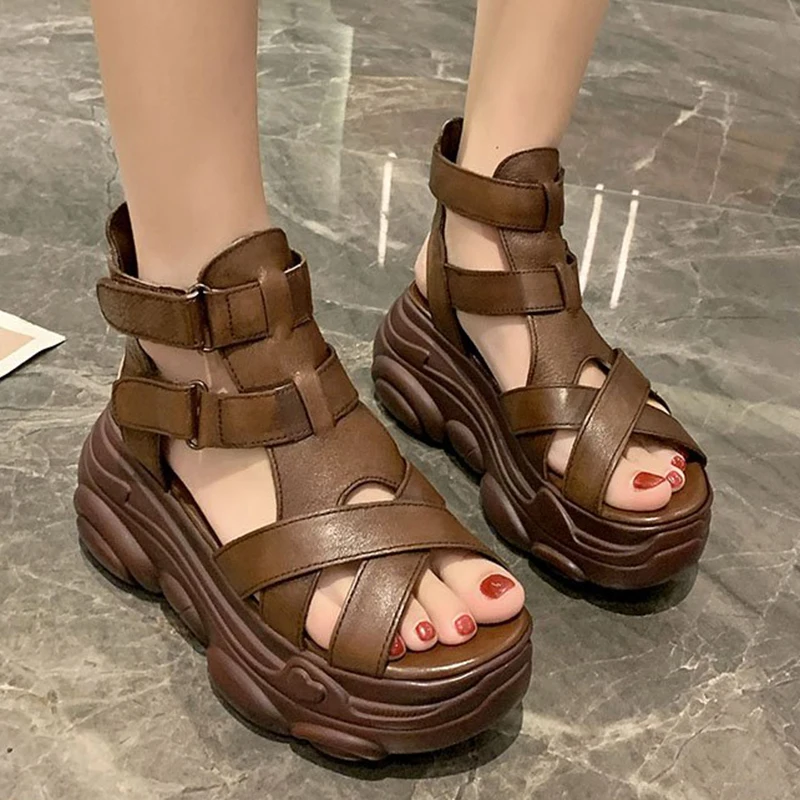 Rimocy Plus Size PU Leather Platform Sandals Women Summer Hollow Out Peep Toe Sandals Woman Retro Brown Thick Bottom Rome Shoes
Rimocy Plus Size PU Leather Platform Sandals Women Summer Hollow Out Peep Toe Sandals Woman Retro Brown Thick Bottom Rome Shoes