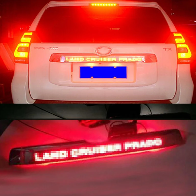 

For Toyota Land Cruiser Prado 150 FJ150 2018 2019 Car Chrome LED Trunk Lid Cover Braking Light Driving Light Accessories
